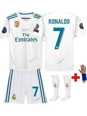 Ozsports Real Madrid 2018 Ronaldo Çocuk Forması Şort Çorap Bileklik Hediyeli..