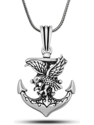 Tienda Elegante Gümüş Kartal Figürlü Denizci Çapası Kolye