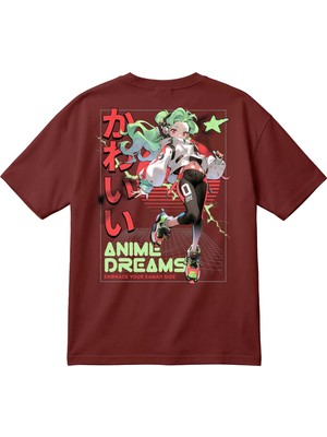BarsDepo Y2K Anime Grafik Baskılı Oversize Unisex Tişört – Japonca Yazılı Tişört