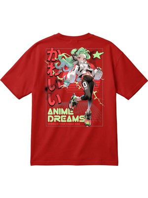 BarsDepo Y2K Anime Grafik Baskılı Oversize Unisex Tişört – Japonca Yazılı Tişört