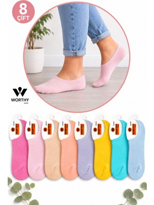 Worthy Socks 8'li Kadın Desenli Pamuklu Görünmez Spor Ayakkabı Çorabı