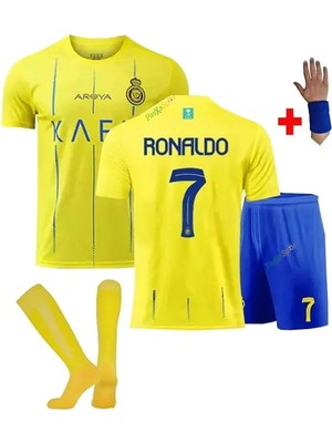 Ozsports Al-Nassr Yeni Sezon Ronaldo Çocuk Forması Şort Çorap Bileklik Hediyeli