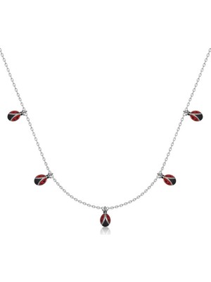 Tienda Elegante Gümüş Uğur Böceği Şans Kadın Kolye