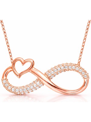 Tienda Elegante Gümüş Kalpli Sonsuzluk Bayan Kolye