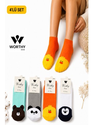 Worthy Socks 4 Çift Kadın Bilek Patik Çorap