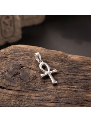 Ebrar Silver Gümüş Ankh Kolye Ucu 925 Ayar Gümüş Yaşam Haçı Unisex Kolye Haç Kolye Ucu Yaşam Anahtarı Kolye