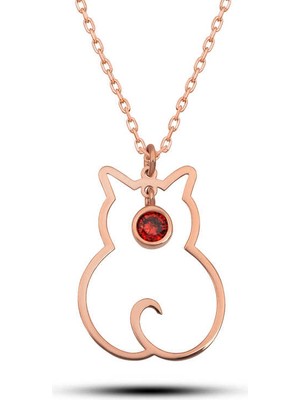Tienda Elegante Gümüş Ocak Ayı Doğum Taşı Kedi Kadın Kolye