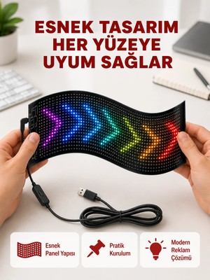 Astraltech USB Destekli LED Mağaza Tabelası – Renkli Rgb Kayan Yazı Paneli