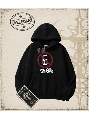 Tarzsokak Gotik & Grunge Streetwear No Cell Phones Kapşonlu Sweatshirt