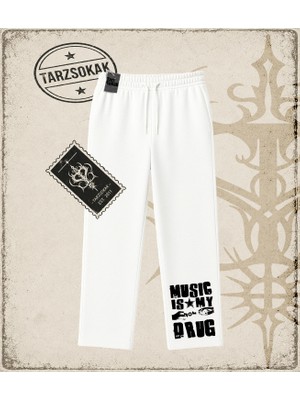 Tarzsokak Gotik & Grunge Streetwear Music Is My Drug Unisex Baggy Eşofman Altı