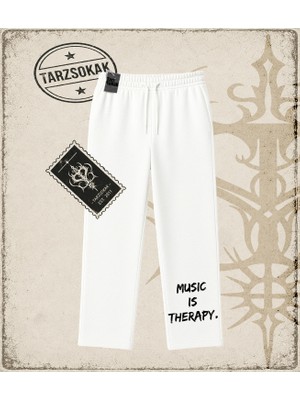 Tarzsokak Gotik & Grunge Streetwear Musıc Is Therapy Unisex Baggy Eşofman Altı