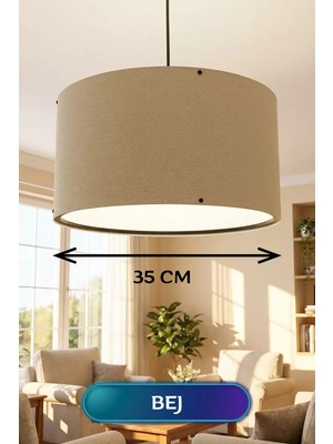 Mabelme Bej Kumaş Başlıklı Sarkıt Avize 35 cm