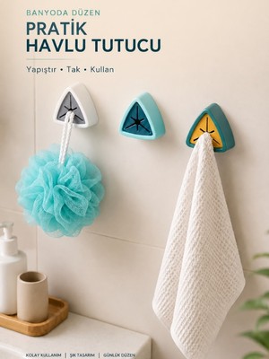 Mucit Home 3 Adet Kaymaz Havlu Askısı Banyo Mutfak Askısı Kendinden Yapışkanlı 3 Adet