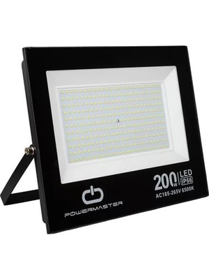 Powermaster PM-22583 200 Watt - 220 Volt Beyaz 6500K IP66 120* Işık Açısı Siyah Slim Kasa LED Projektör