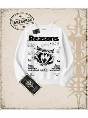 Tarzsokak Gotik & Grunge Streetwear Reasons Eats Cat Bisiklet Yaka Sweatshirt