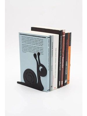 St. Morritz Salyangoz Figürlü Metal Kitap Desteği - Kitap Tutucu - Ev ve Ofis Dekoratif Aksesuar(2 Li Set) Siyah