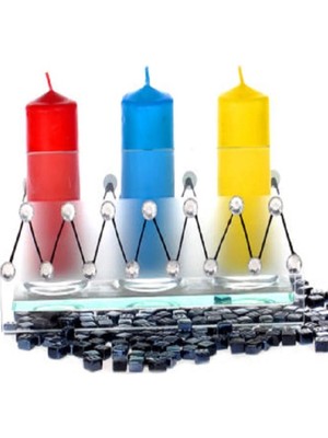 St. Morritz 3 Bölmeli Kristal Süslemeli Cam Tealight Mumluk