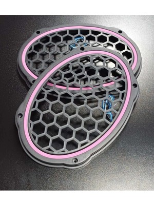 St. Morritz Oval 6x9 Hoparlör Kapağı Plastik Neon Pembe Işıklı Vidalı 2 Adet Siyah