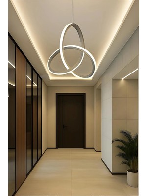St. Morritz Nelvador Soft Gri Modern Ultra Beyaz Ledli Sarkık Ledli Avize LED Avize