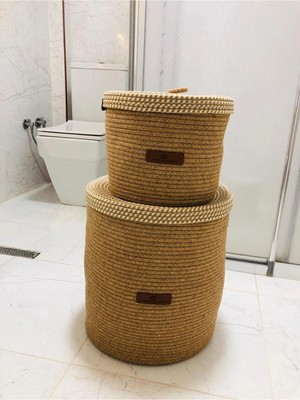 St. Morritz Jüt,hasır,2 Li,banyo Sepet Takımı,bohem Tarzı Banyo Takımı,iskandinav TARZI/SEPET/40X35