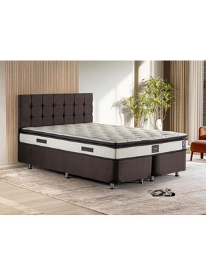 Niron Yatak Niron King Yatak Seti 180x200 Çift Kişilik Yatak Baza Başlık Takımı Füme