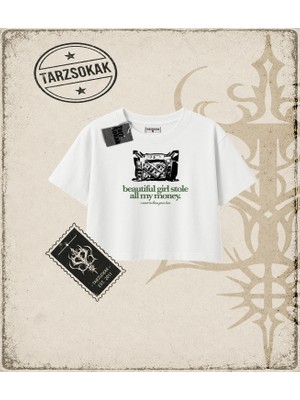 Tarzsokak Gotik & Grunge Streetwear Stole All My Money Crop Tişört