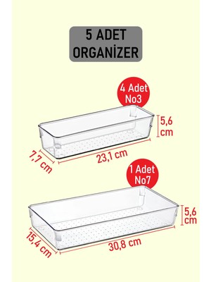 St. Morritz 5 Adet Organizer Seti Modüler Düzenleyici 1 Kepçelik 4 Kaşıklık Boyutu Set