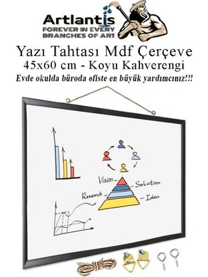 St. Morritz Duvara Monte Beyaz Yazı Tahtası 45X60 cm Mdf 1 Adet Laminant Yazı Tahtası Mdf Çerçeveli Askılı Okul