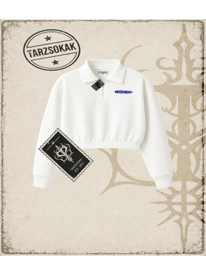 Tarzsokak Gotik & Grunge Streetwear Secendo Raglan Yarım Fermuarlı Crop  Sweatshirt