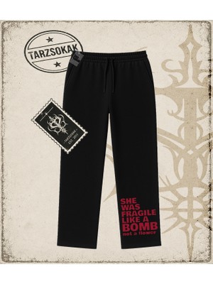 Tarzsokak Gotik & Grunge Streetwear She Was Fragıle Lıke A Bomb Not A Flower Unisex Baggy Eşofman Altı