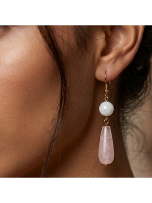 THEIA GemWorks Bria - Ay Taşı ve Pembe Kuvars El Yapımı Küpe