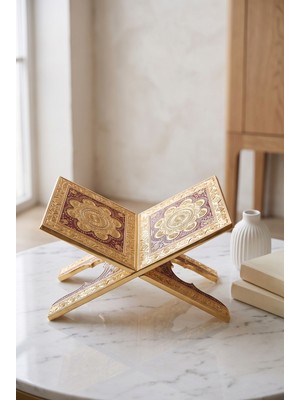 Rasha Collection Işlemeli Altın Görünümlü Dekoratif Kuran Rahlesi