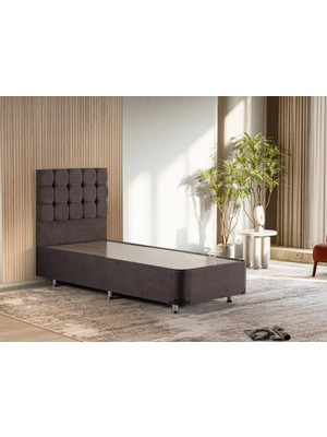 Niron Rama Füme Baza Ve Başlık Seti, Tek Kişilik 90x200 cm Baza Ve Başlık Takımı