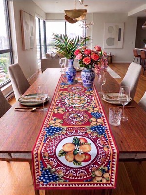 Nunuteks Sicilya Desen Dekoratif Runner - 40X140 cm