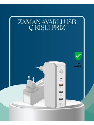 30W Type C Şarj Cihazı Zamanlayıcılı Çok Portlu Tasarım