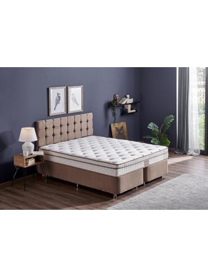 Niron Helen 100x200 cm Tek Kişilik Yatak Baza Başlık Seti Aloe Vera Yatak, Kumaş Baza, Başlık Takımı
