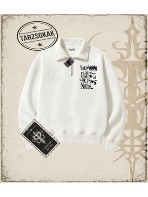 Tarzsokak Gotik & Grunge Streetwear Yet You See Nothing Yarım Fermuarlı Sweatshirt