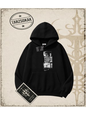Tarzsokak Gotik & Grunge Streetwear Televısıon Kapşonlu Sweatshirt