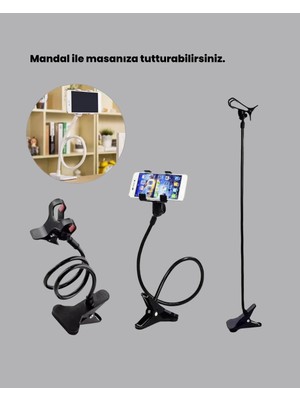 Akrobat Masaüstü Mandallı Telefon Tutucu 360 Derece Dönebilen