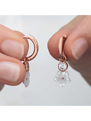 Tienda Elegante Gümüş Rose Sallantılı Manolya Çiçeği Kadın Küpe
