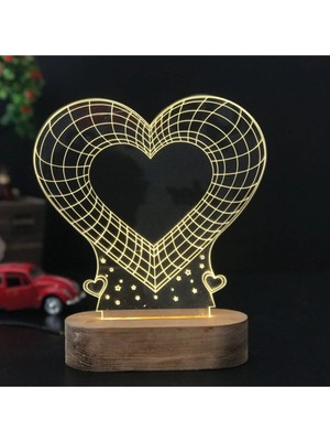 St. Morritz Doğum Günü Hediyesi Kalp Tasarım 3D LED Gece Lambası