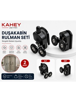 Kahey Siyah Duşakabin Tekerleği Cam Kabin Tekeri Rulman Çift Tekerli 1 Adet Alt 1 Adet Üst