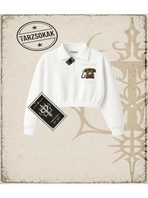 Tarzsokak Gotik & Grunge Streetwear Too Glam To Beg Poster Yarım Fermuarlı Crop  Sweatshirt