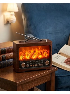 Retro Şömine Tasarımlı Bluetooth Hoparlör Fm Radyo USB Tf Kart Müzik Çalar