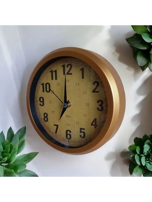 St. Morritz Gold Metal Esktme Mini Duvar Saati Çap 20 cm Küçük Saat