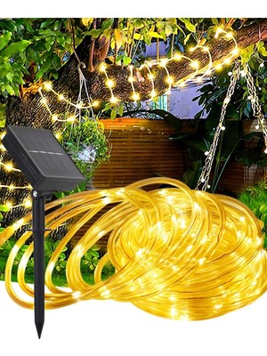 St. Morritz Su Geçirmez 10 Metre Hortum LED Güneş Enerjili Dış Mekan Solar Peri Ip LED Işık Dekoratif Bahçe Aydınlatma
