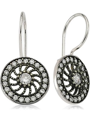 Tienda Elegante Gümüş Taşlı Sallantılı Çiçek Küpe