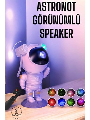 Astronot Bluetooth Hoparlör Gökyüzü Projektör Gece Lambası