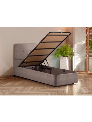 Luna Baza ve Başlık Seti - 80x180 cm Tek Kişilik Kumaş Baza Seti