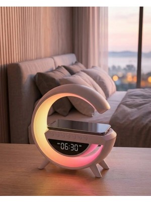 Rgb Gece Lambalı Kablosuz Şarj Cihazlı Bluetooth Hoparlör Dijital Saat
